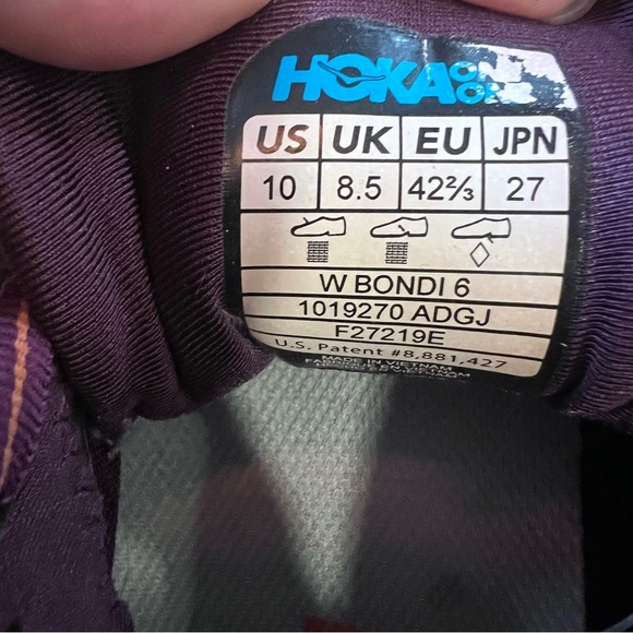 Hoka One One Bondi 6 Plum Purple Women’s Size 10 - Picture 5 of 7